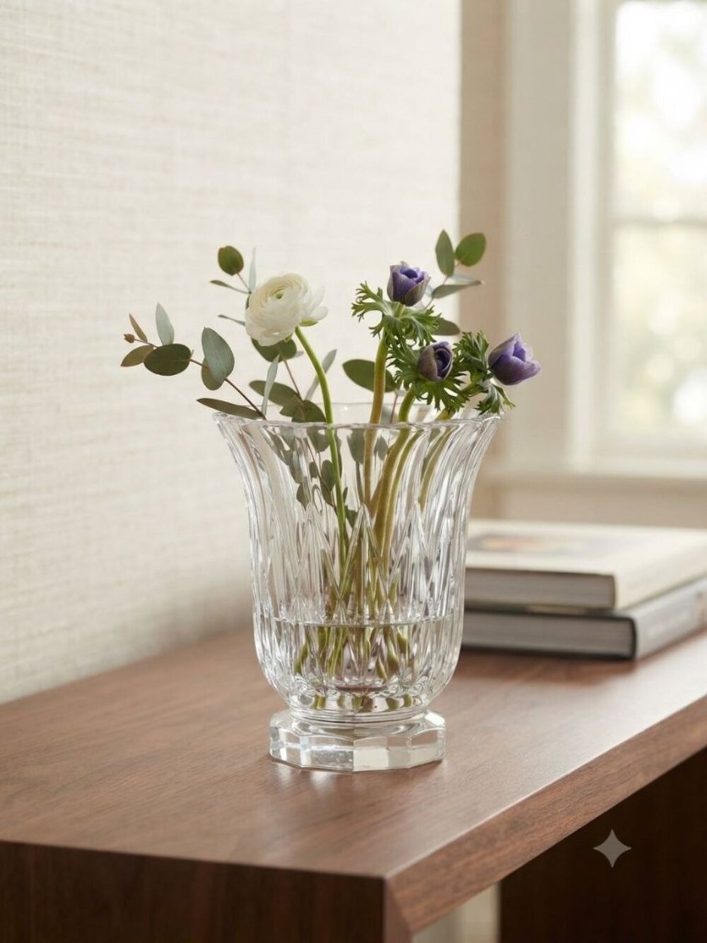 Cristal d'Arques Heavy Cut Crystal Vase Flared Rim Pedestal Base Flower Urn